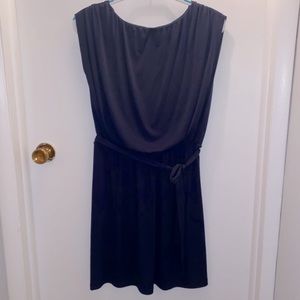 Blue cocktail dress with tie waist